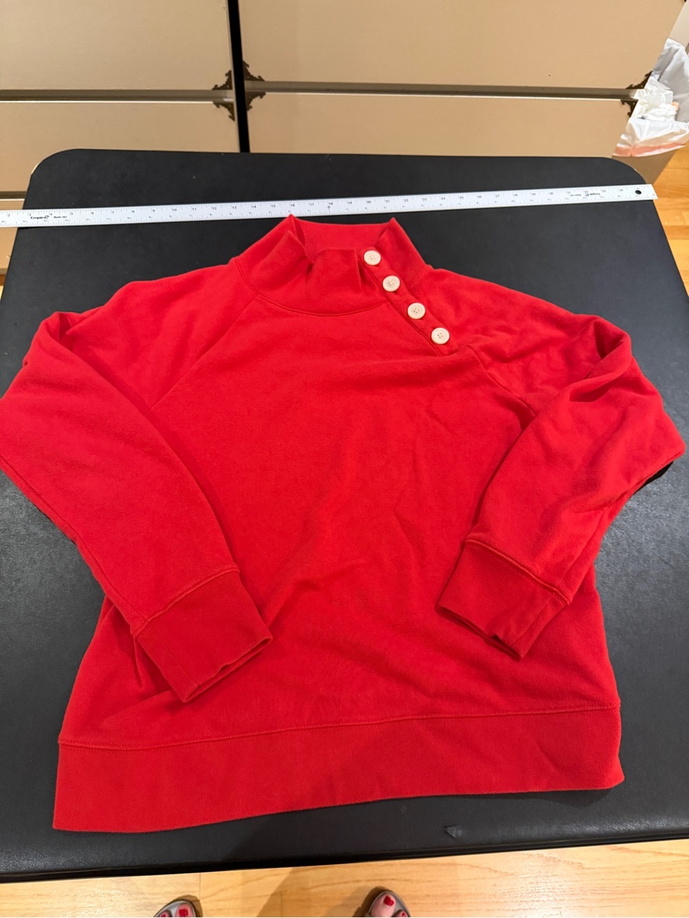 J. Crew Red Button-Shoulder Turtleneck Sweatshirt